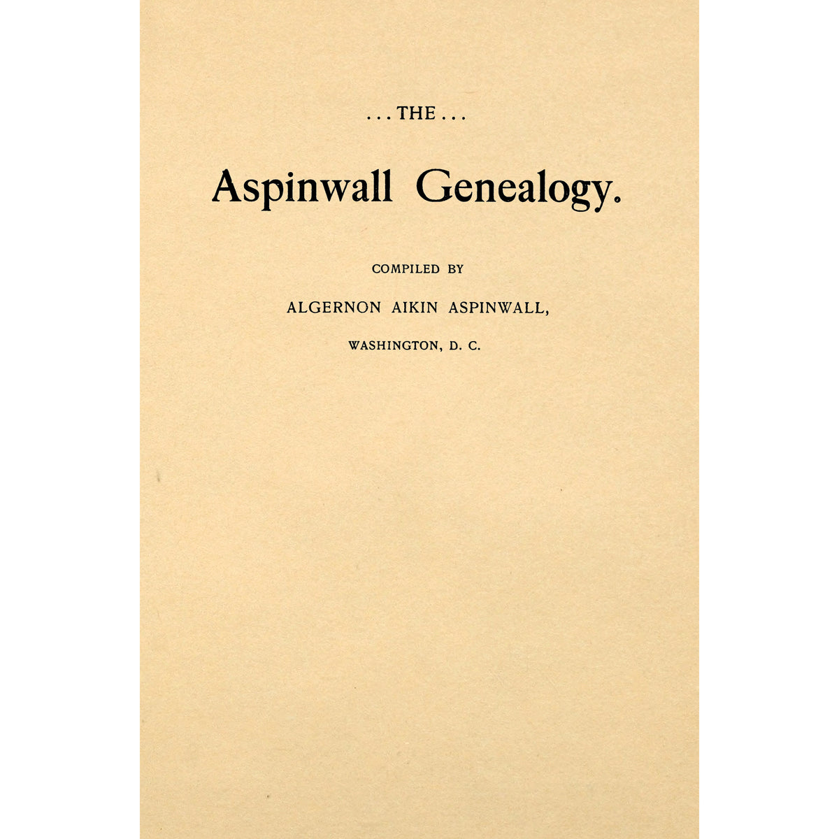 The Aspinwall genealogy Apple Manor Press