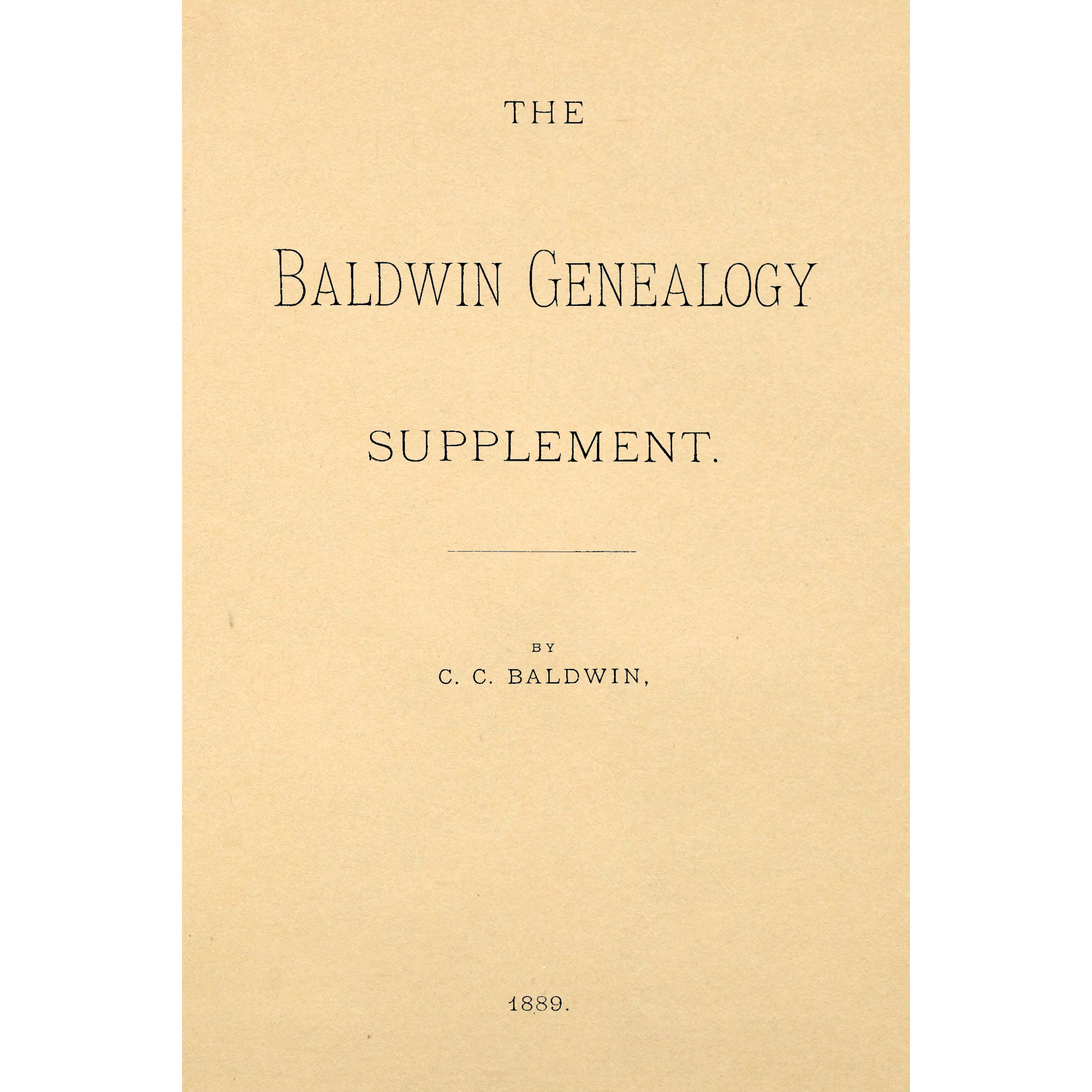 The Baldwin Genealogy Supplement