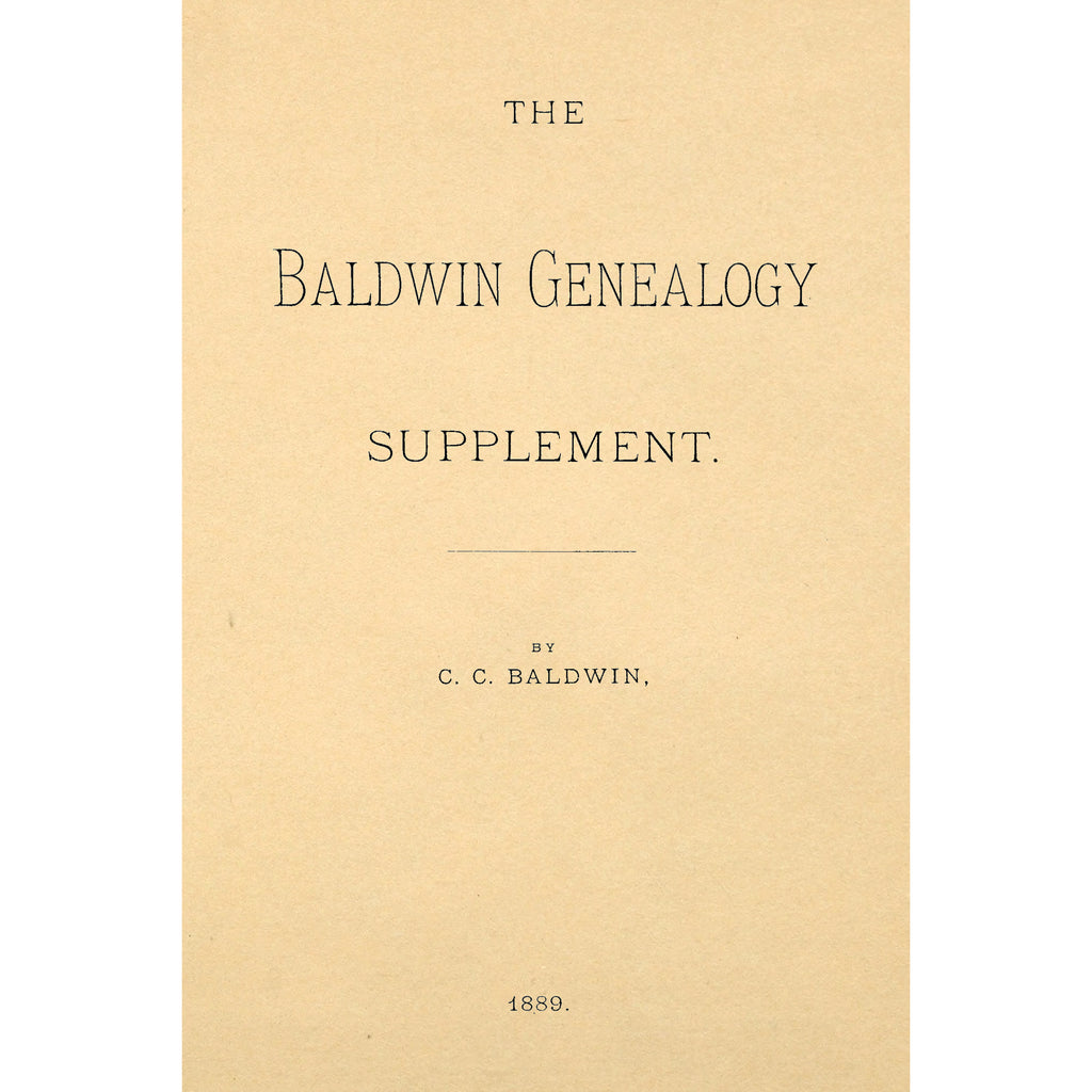 The Baldwin Genealogy Supplement