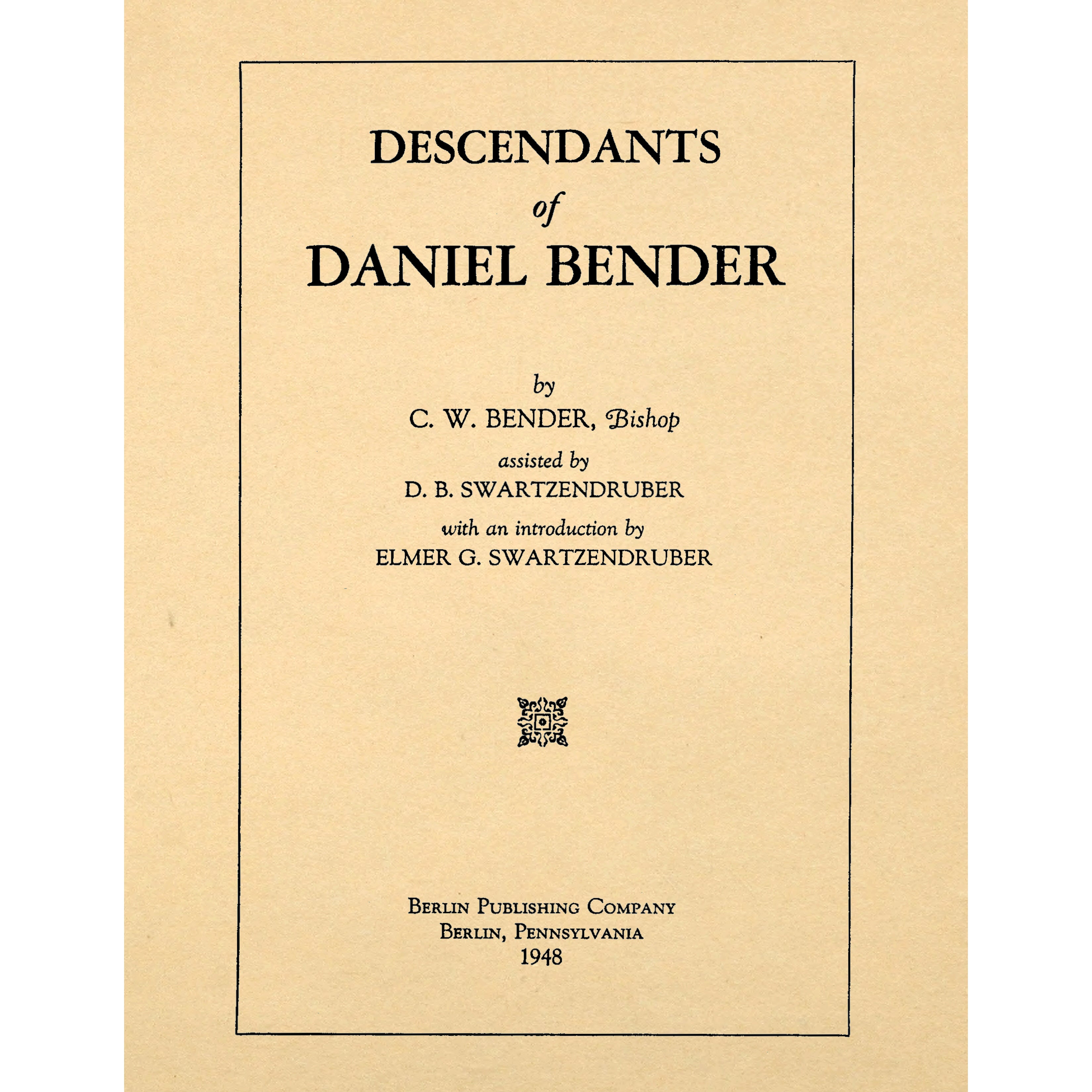 Descendants of Daniel Bender