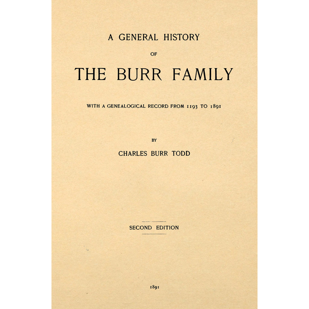A General History of the Burr Family