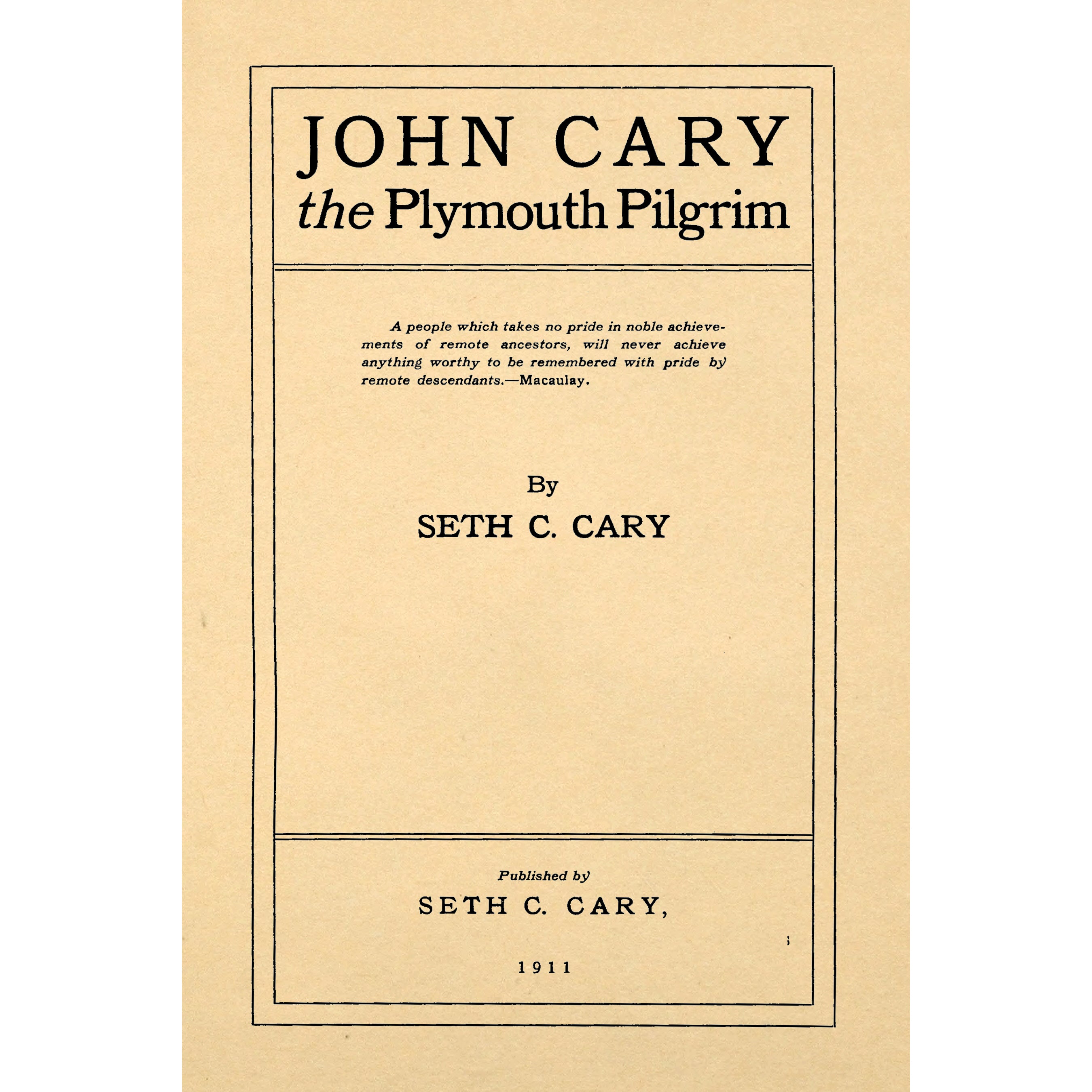 John Cary the Plymouth Pilgrim