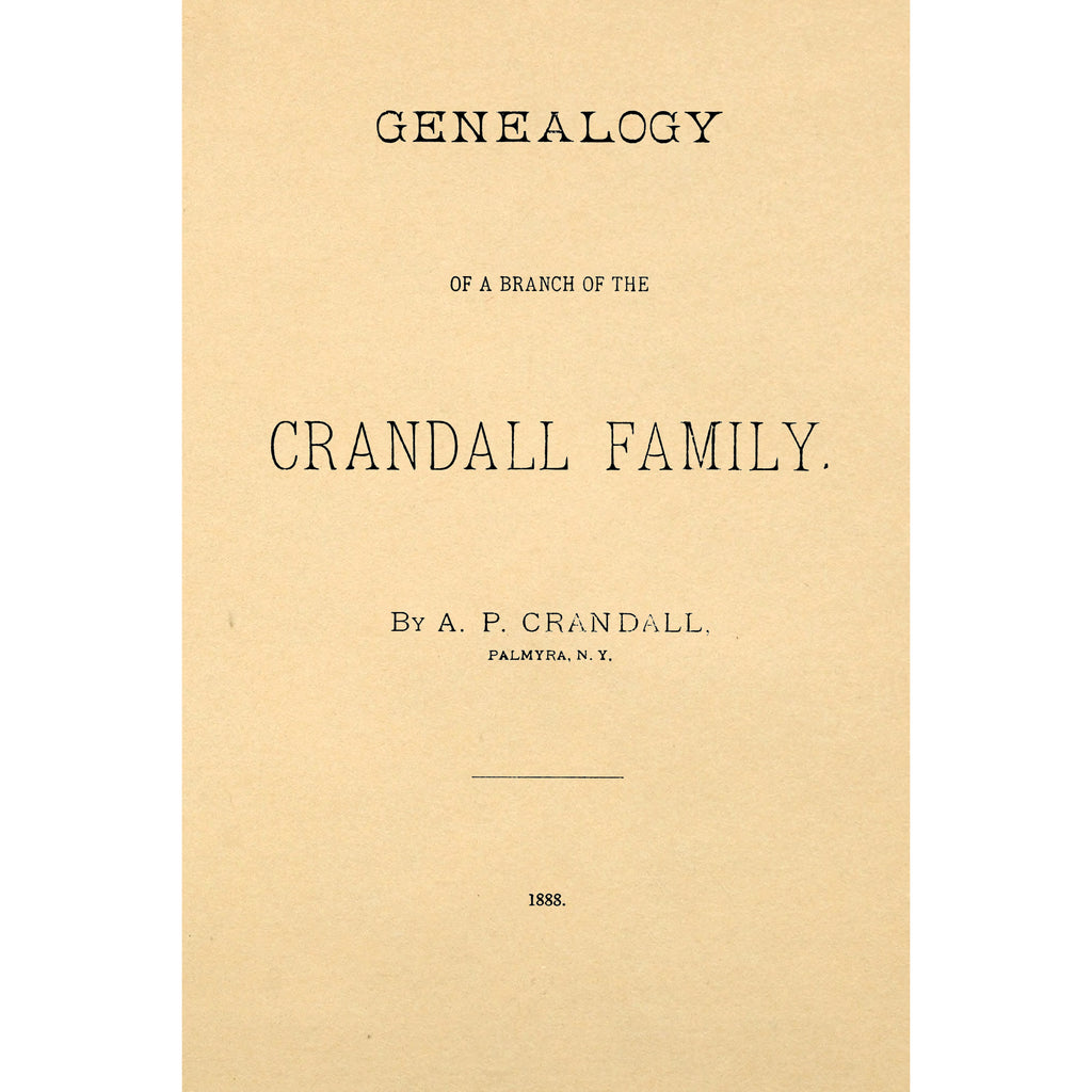 Genealogy of a branch of the Crandall family