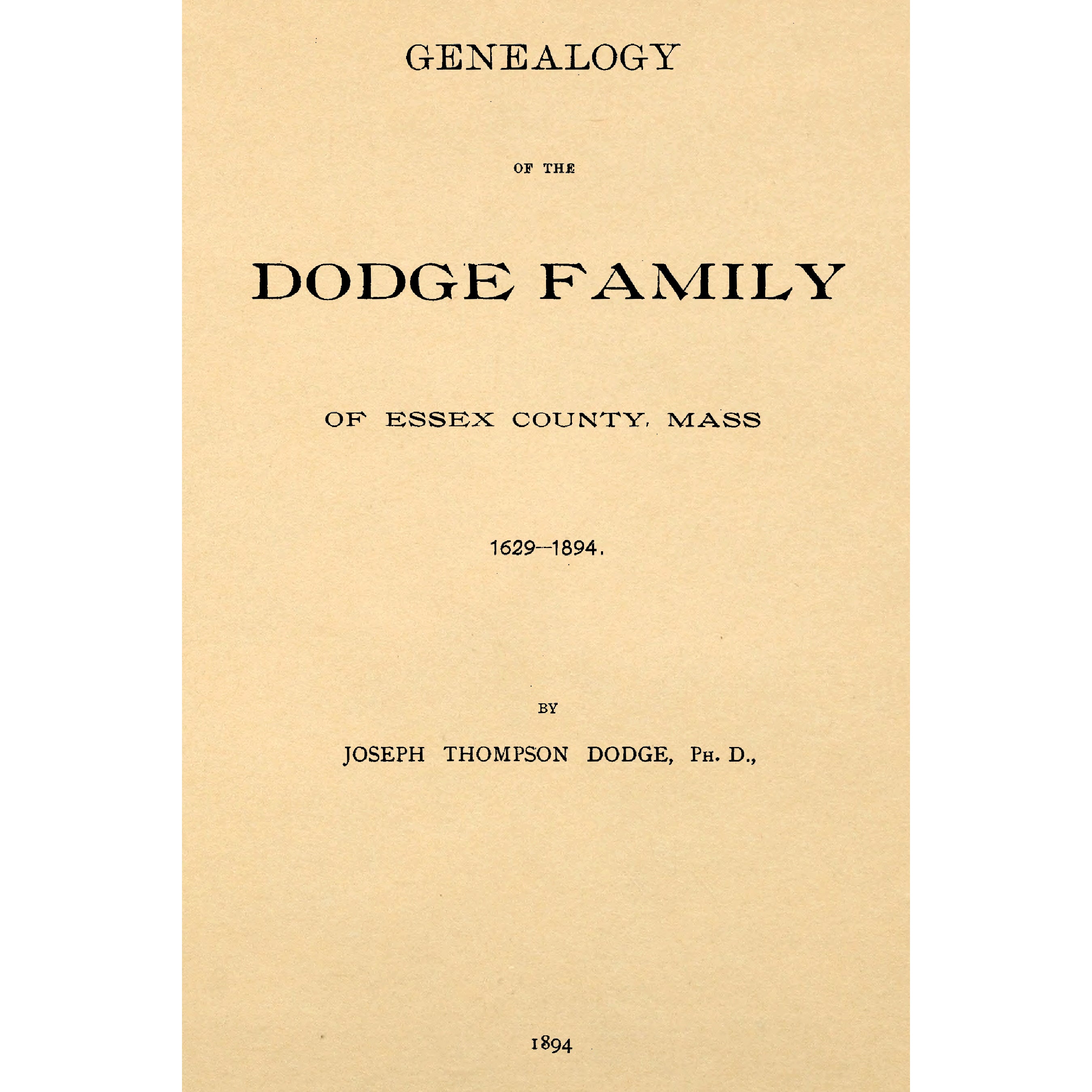 Genealogy Of The Dodge Family