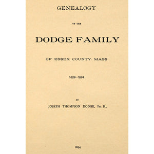 Genealogy Of The Dodge Family