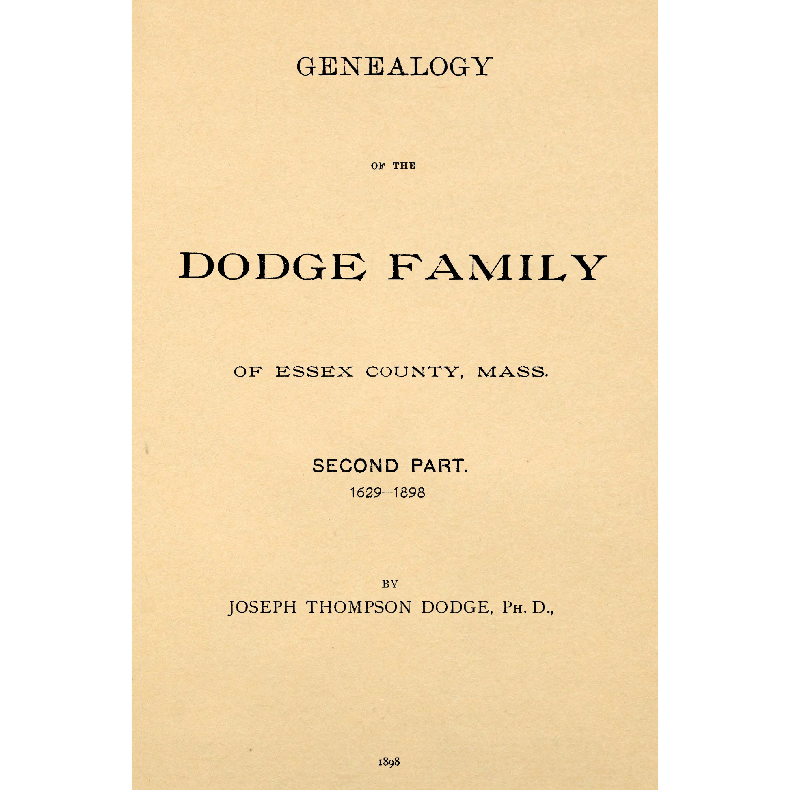 Genealogy Of The Dodge Family