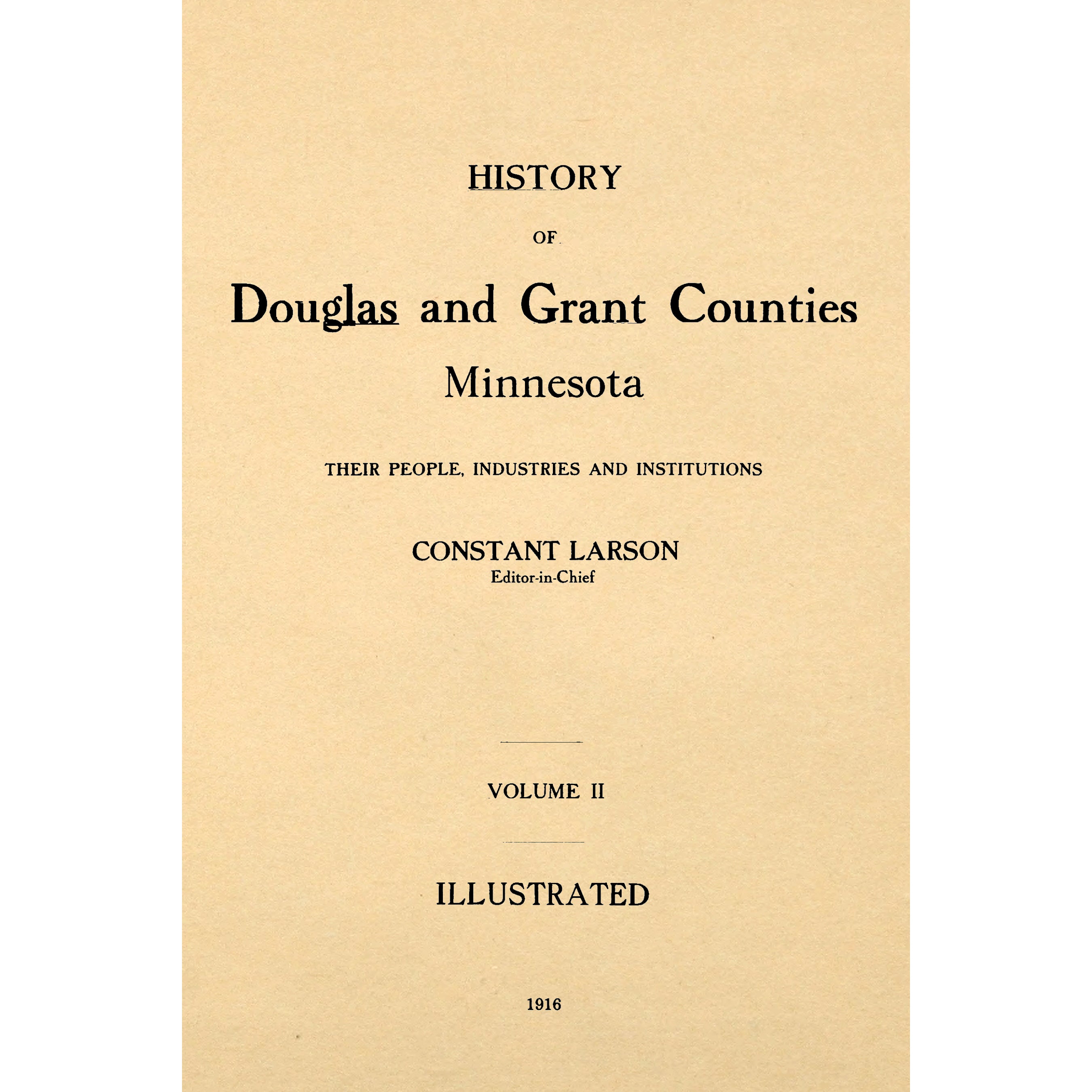 History Of Douglas And Grant Counties, Minnesota