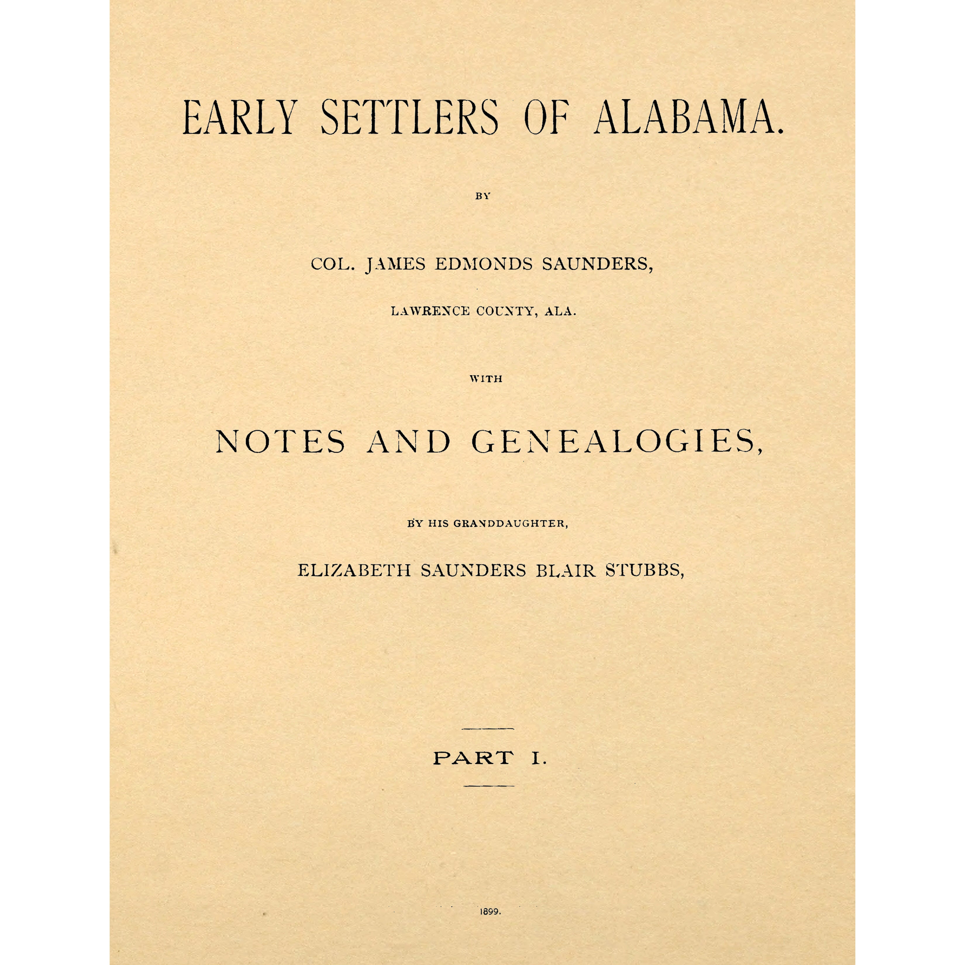 Early Settlers of Alabama;