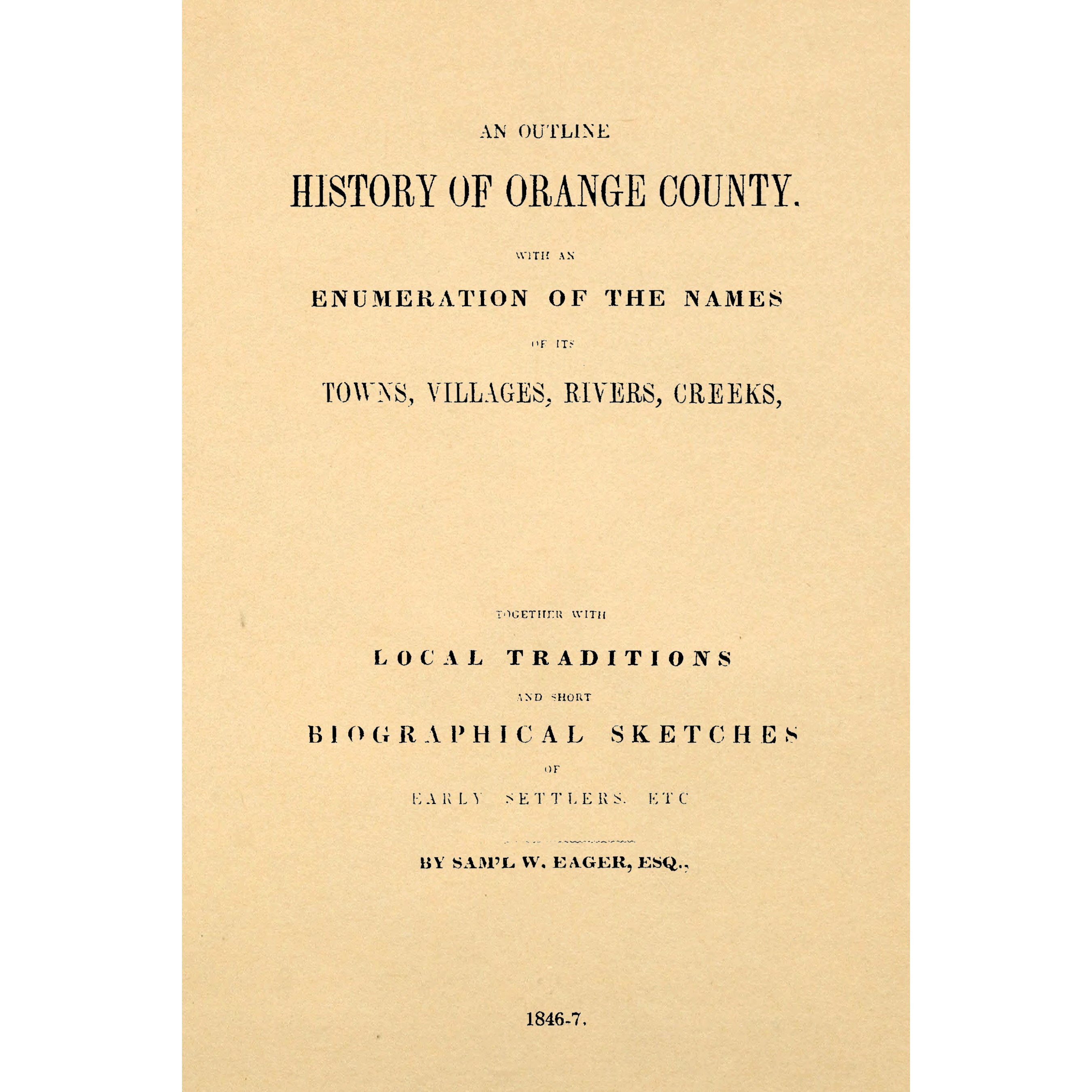 An Outline History of Orange County, New York