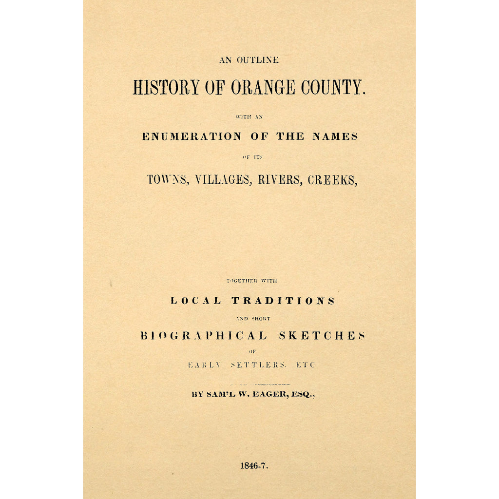 An Outline History of Orange County, New York