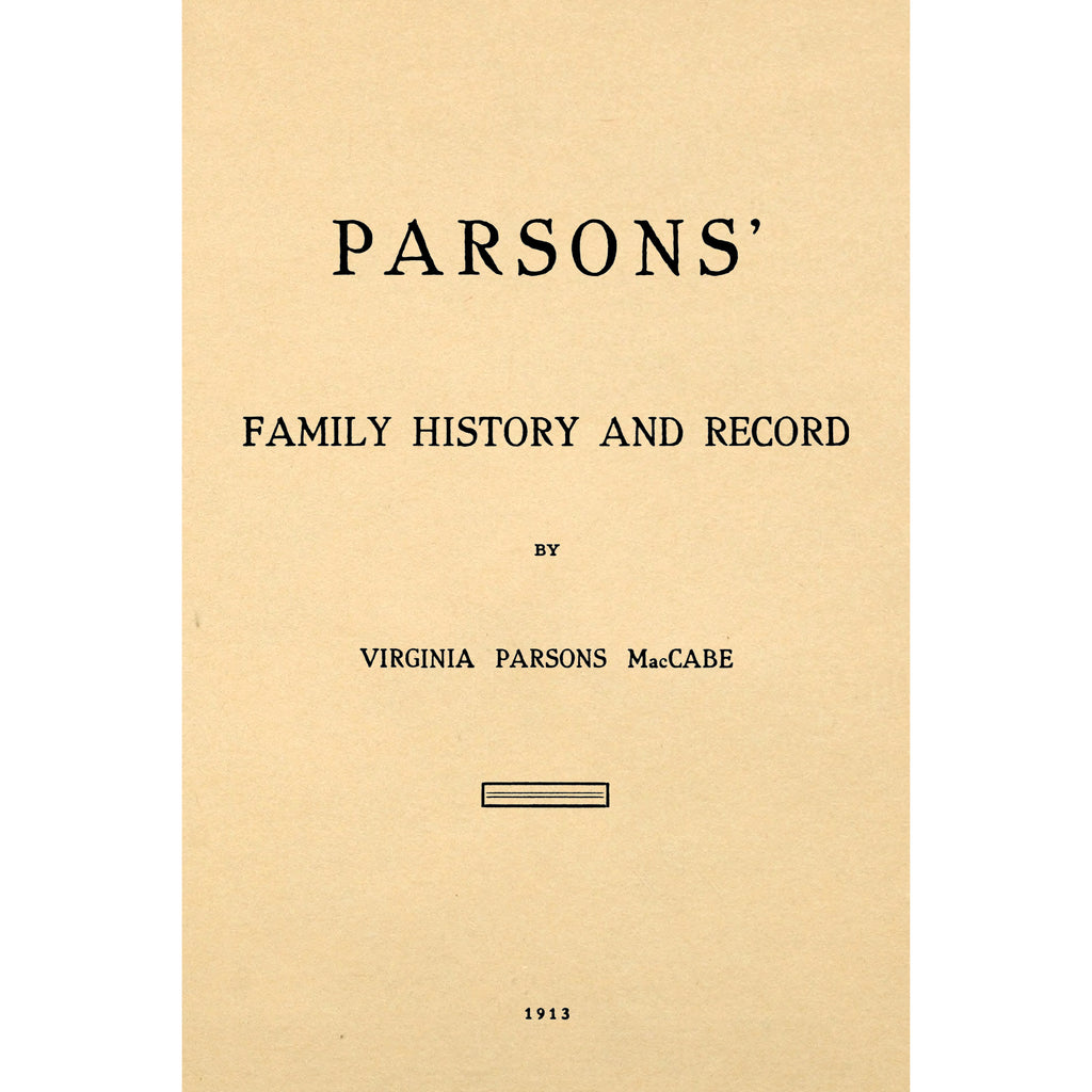 Parsons' Family History and Record