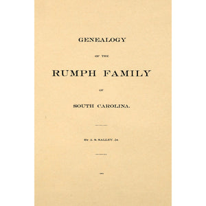 Genealogy of the Rumph family of South Carolina