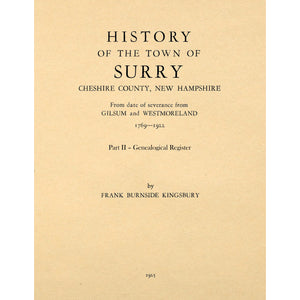 History Of The Town Of Surry, Cheshire County, New Hampshire