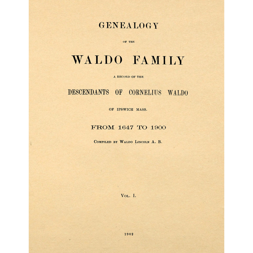 Genealogy Of The Waldo Family