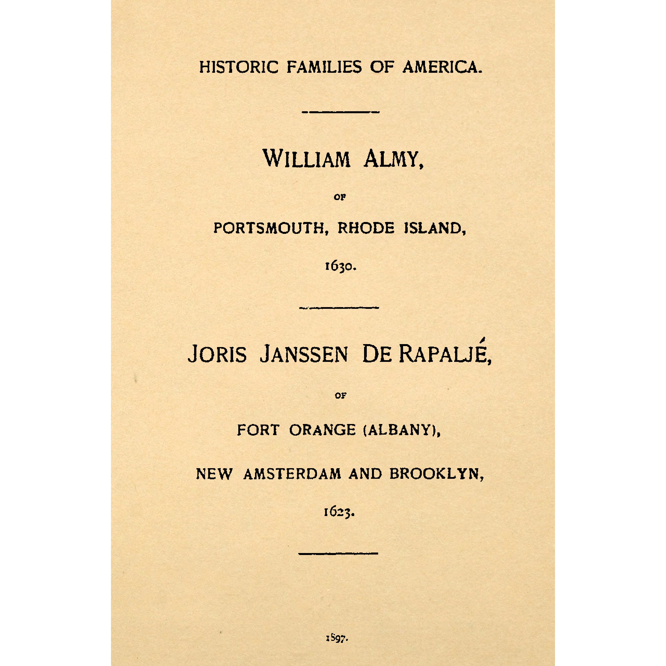 Historic Families of America - Almy