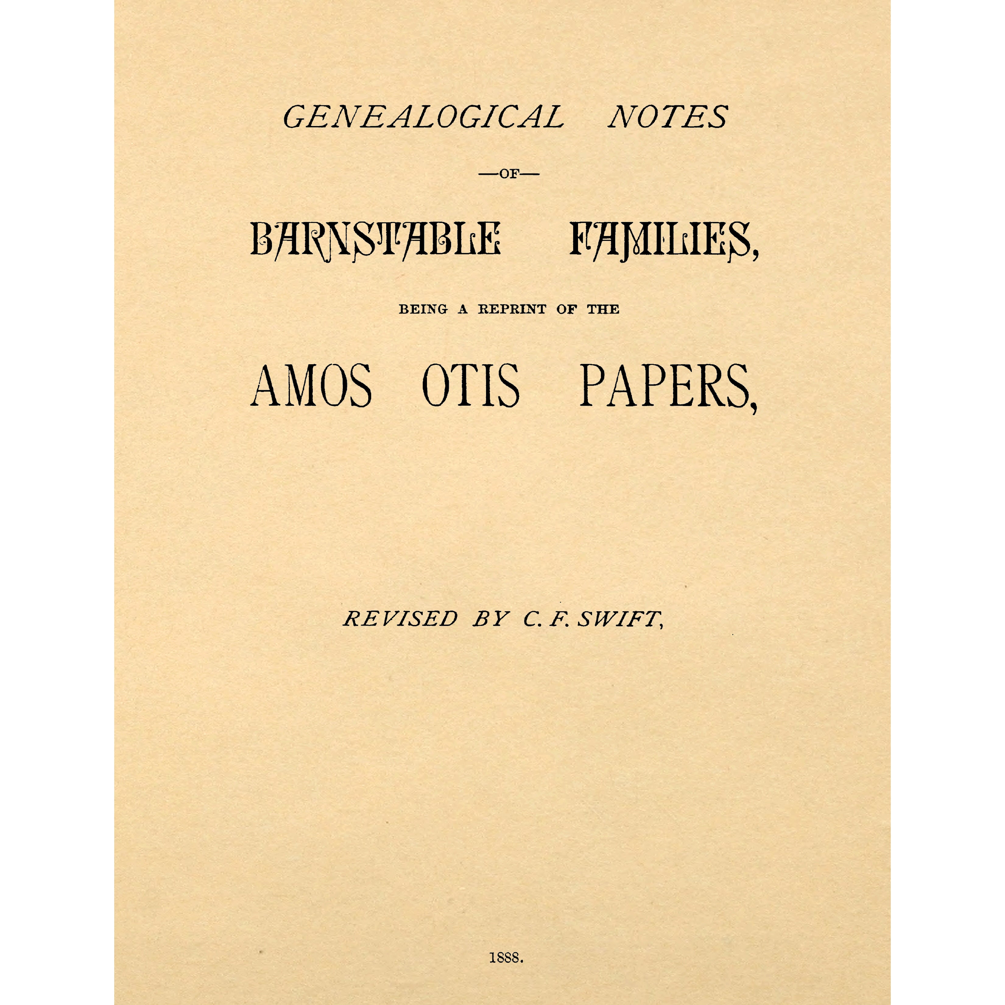 Genealogical Notes of Barnstable Families