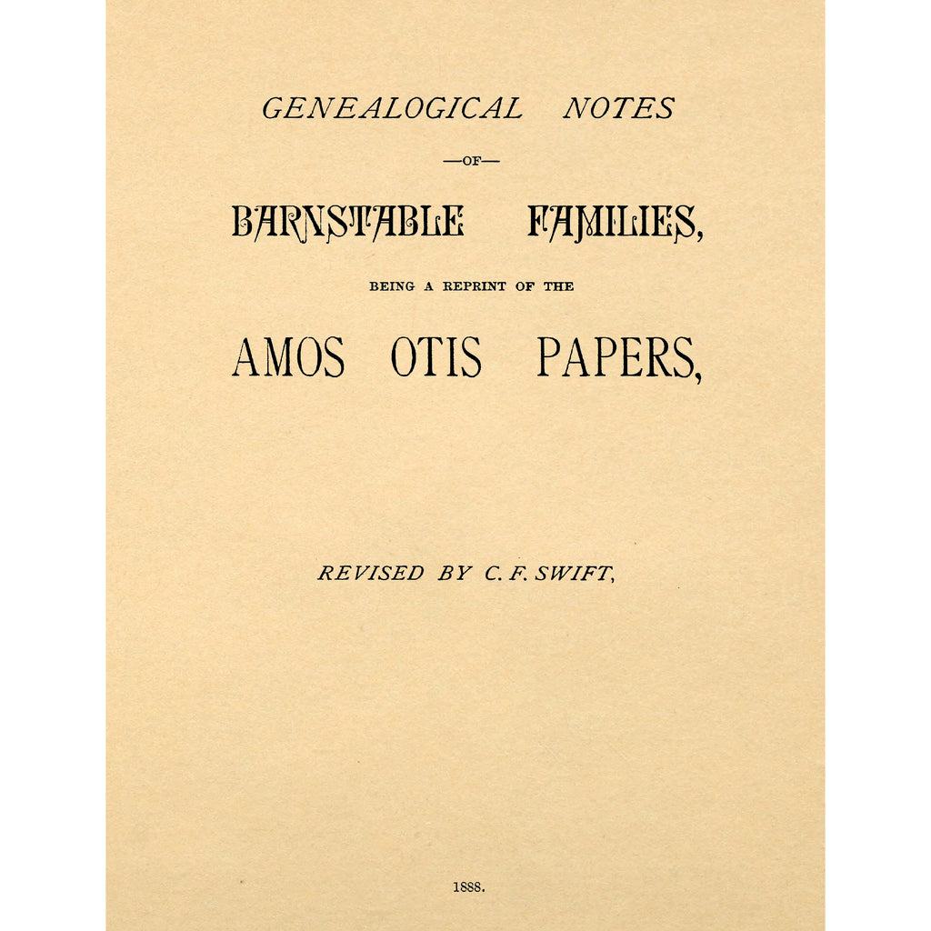 Genealogical Notes of Barnstable Families