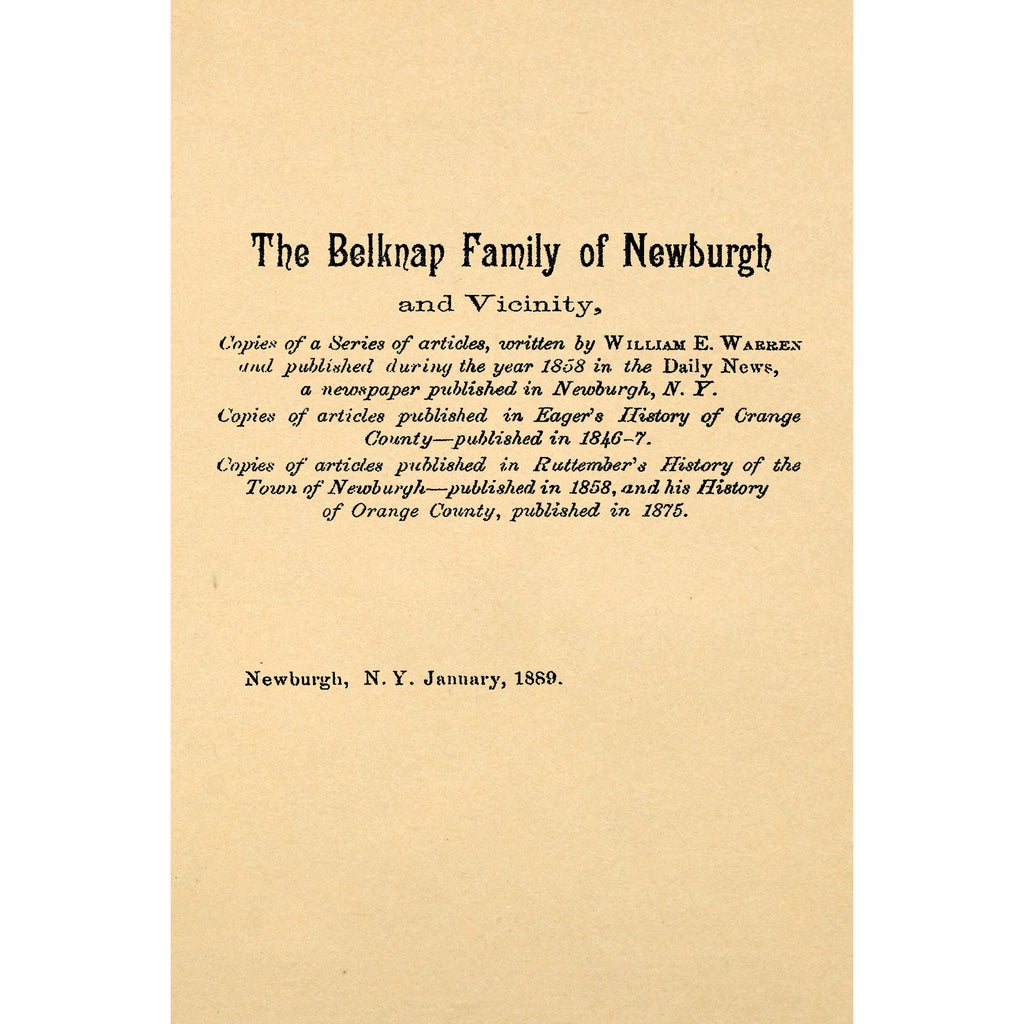 The Belknap Family of Newburgh and Vicinity