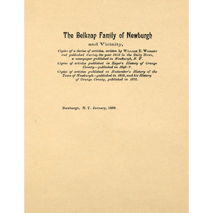 The Belknap Family of Newburgh and Vicinity