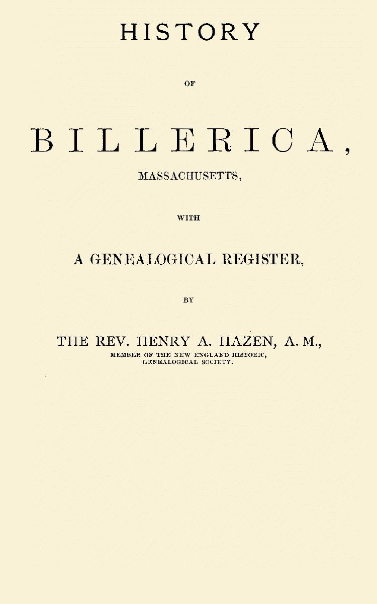 History of Billerica [Massachusetts],