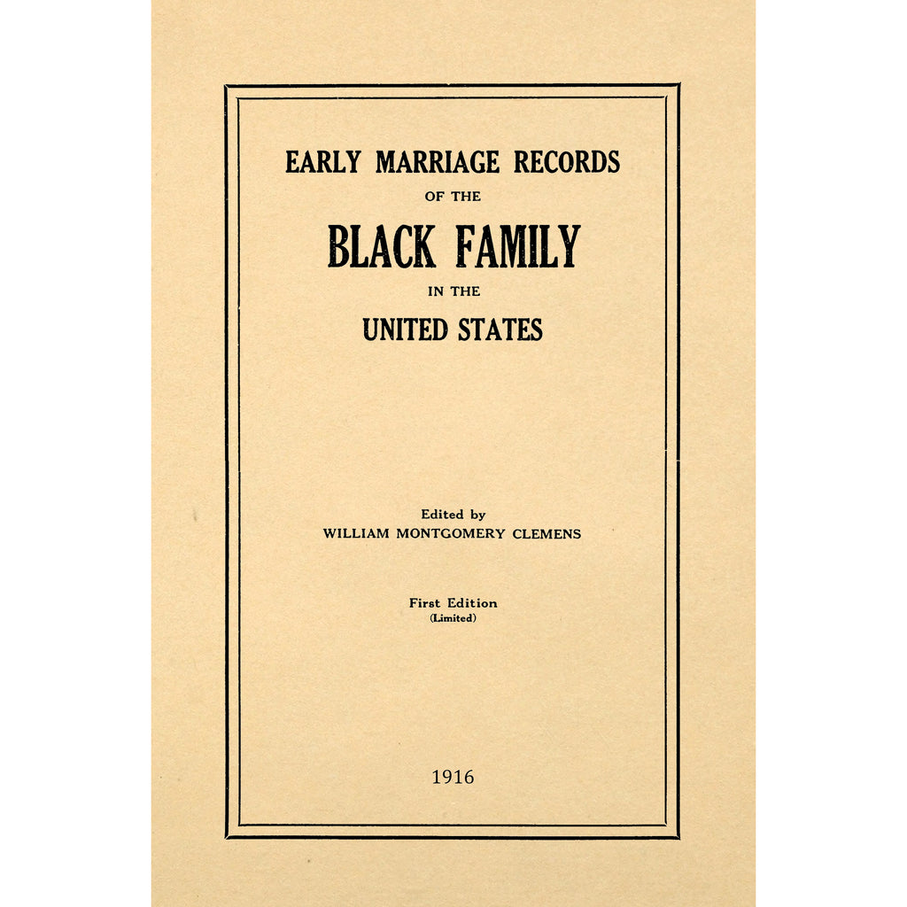 Early marriage records of the Black family in the United States