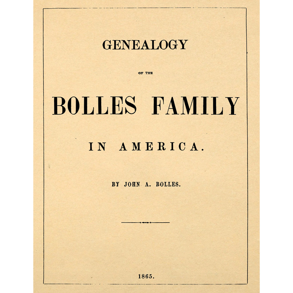 Bolles Genealogy