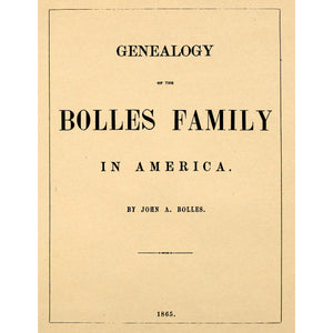 Bolles Genealogy