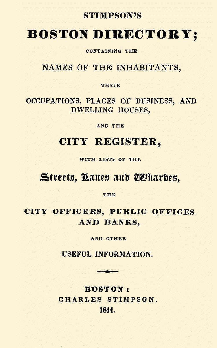 Stimpson's Boston Directory;