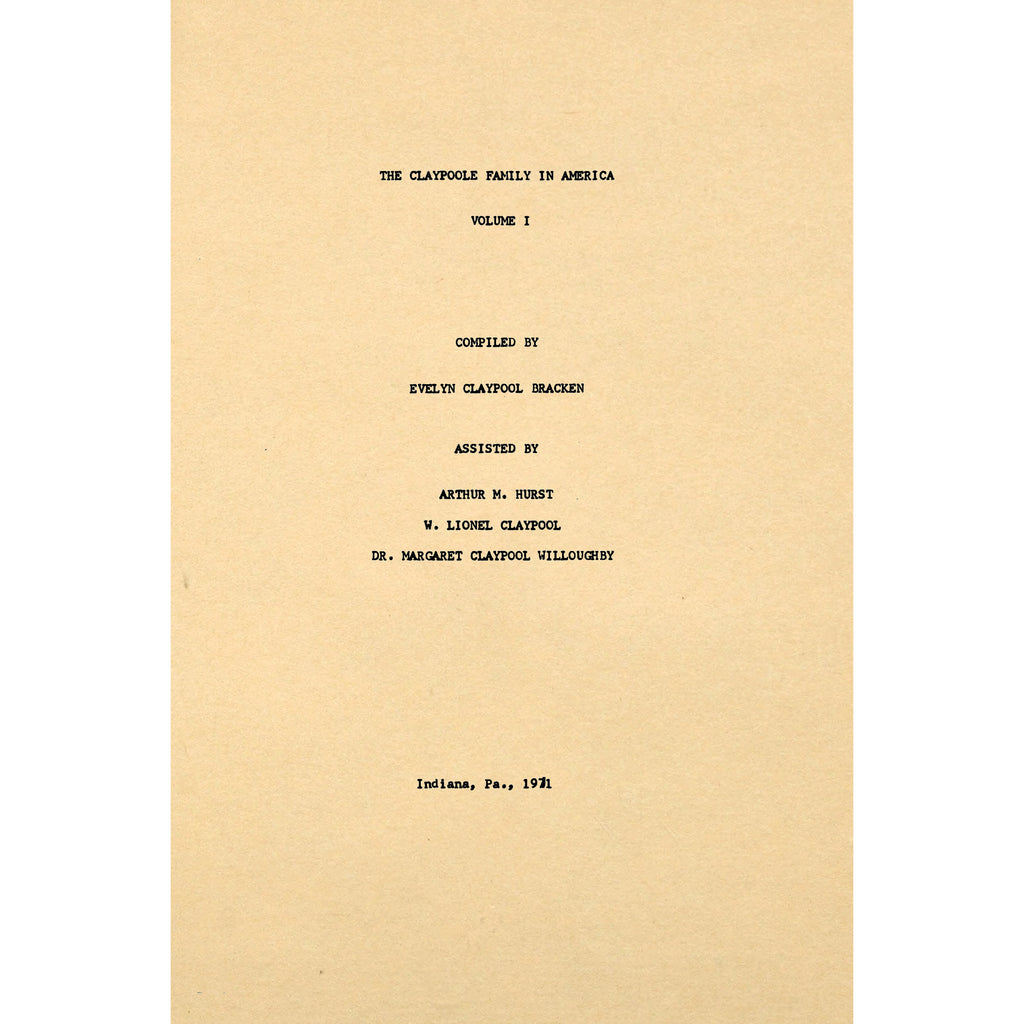 The Claypoole family in America Volume I