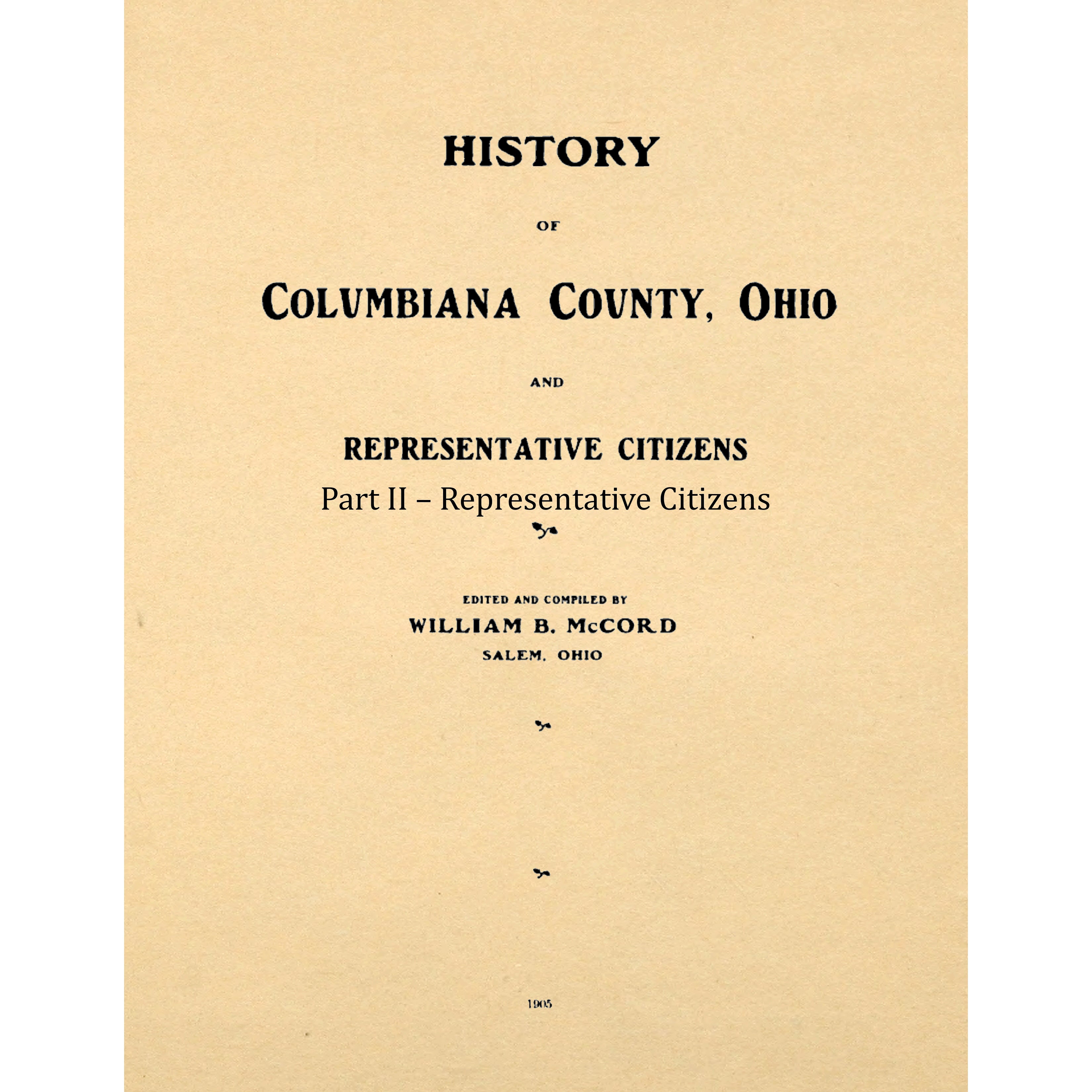 History Of Columbiana County, Ohio And Representative Citizens