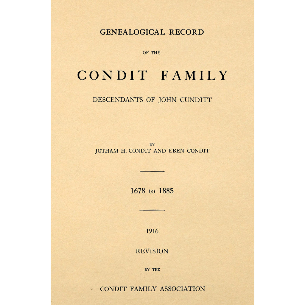 Genealogical Record of the Condit Family,