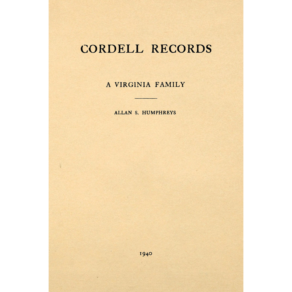 Cordell Records; A Virginia Family