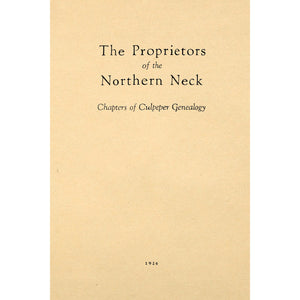 The Proprietors of the Northern Neck;