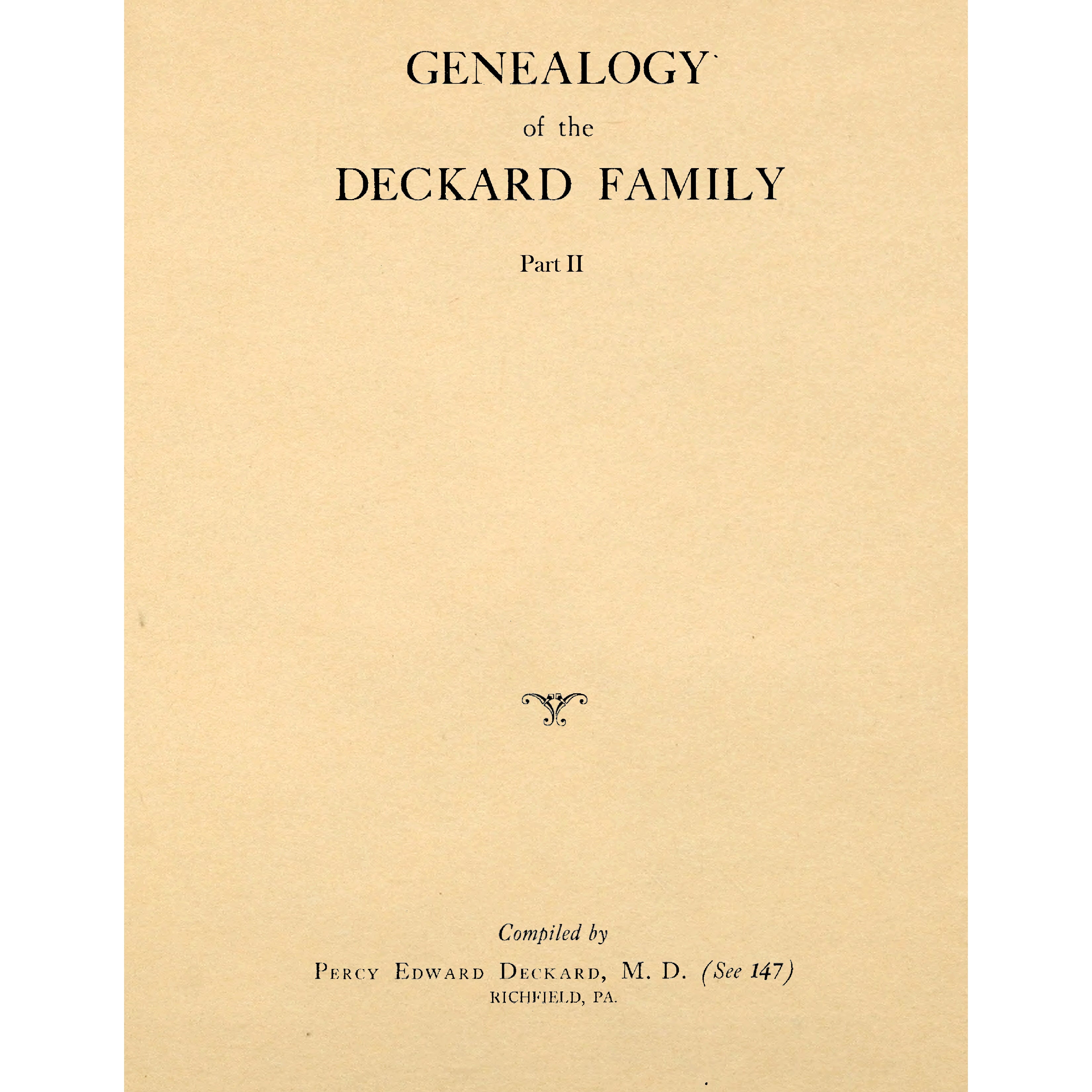 Genealogy Of The Deckard Family