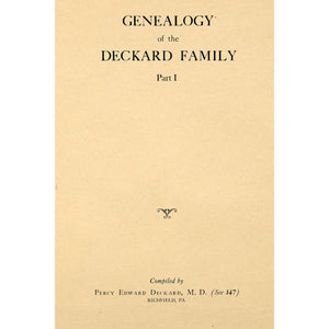 Genealogy Of The Deckard Family
