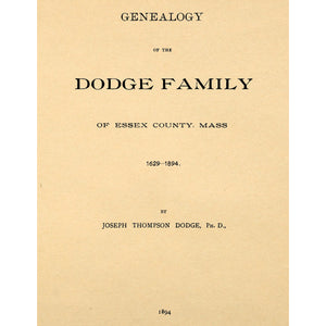 Genealogy Of The Dodge Family