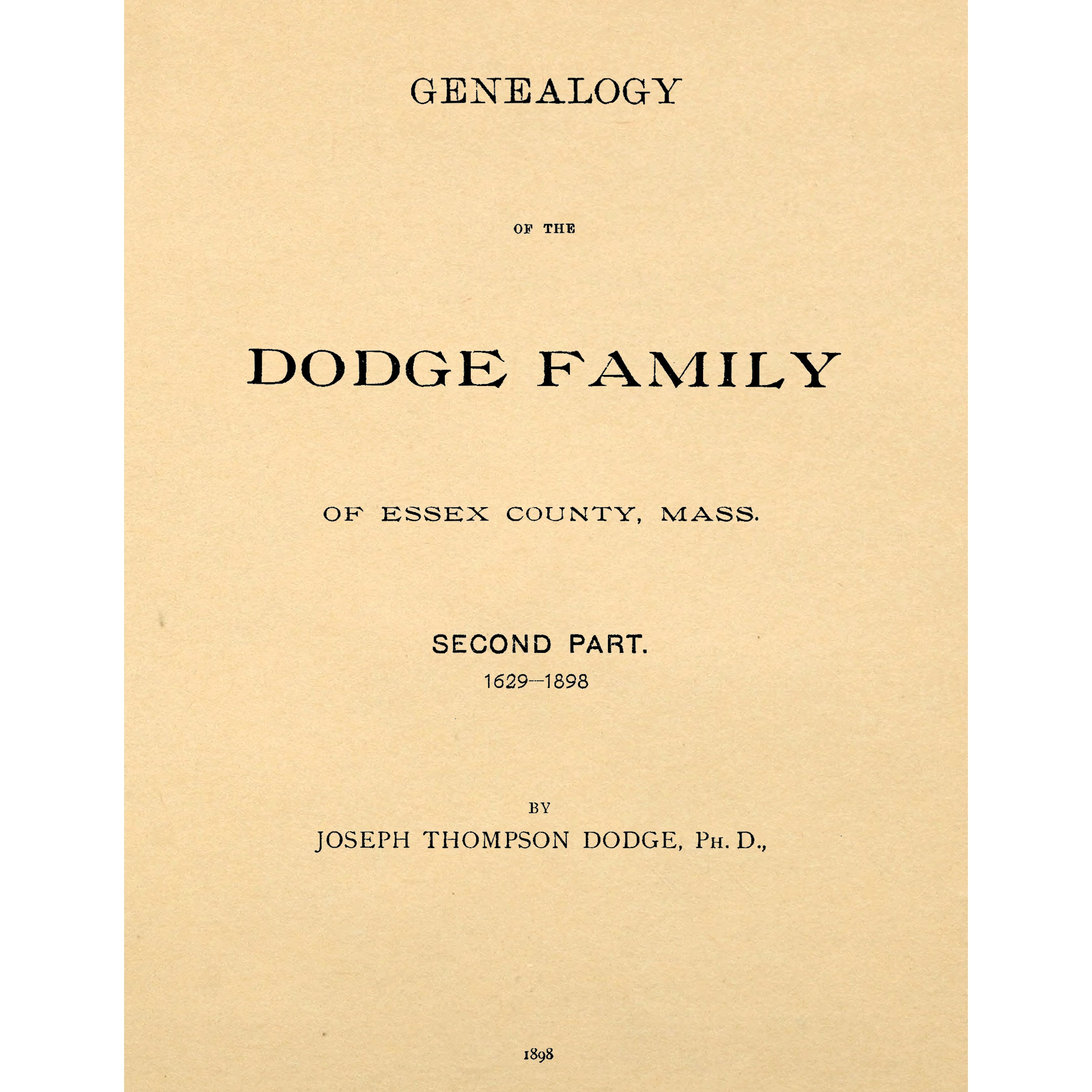 Genealogy Of The Dodge Family