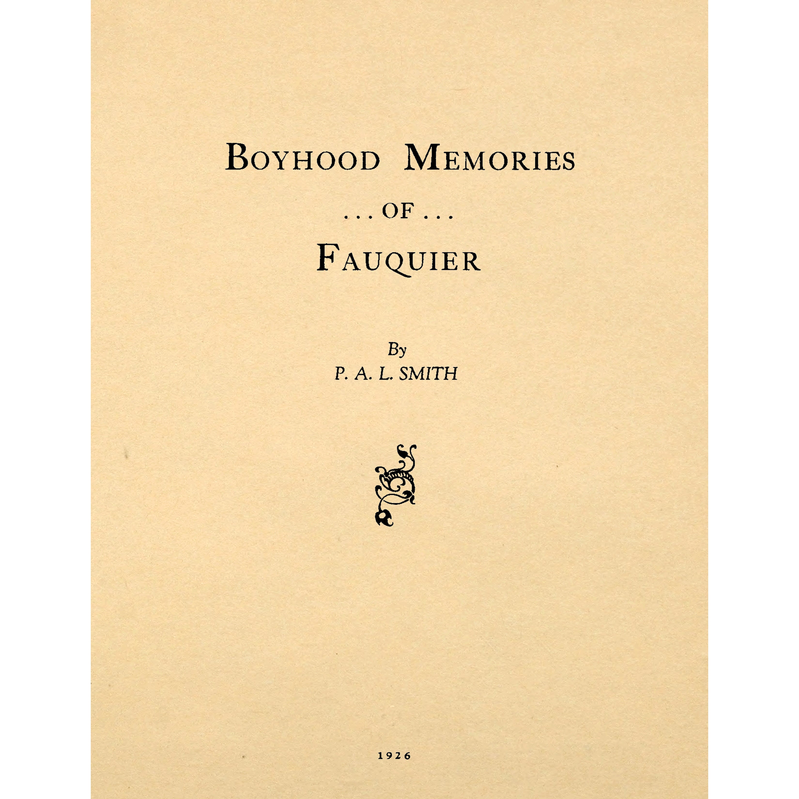 Boyhood Memories of Fauquier