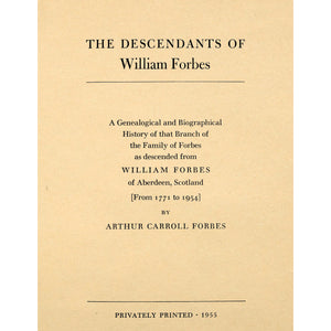 The descendants of William Forbes