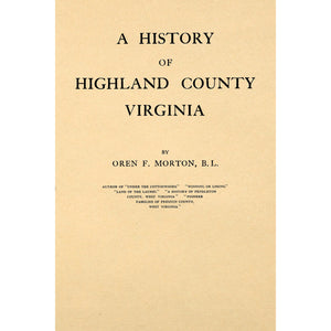 A History of Highland County Virginia