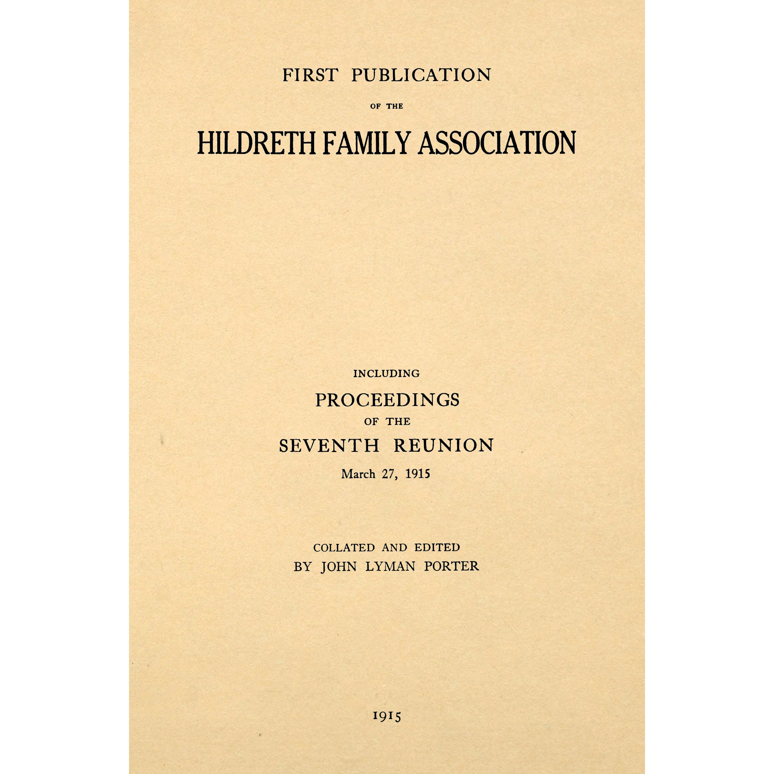 First publication of the Hildreth family association