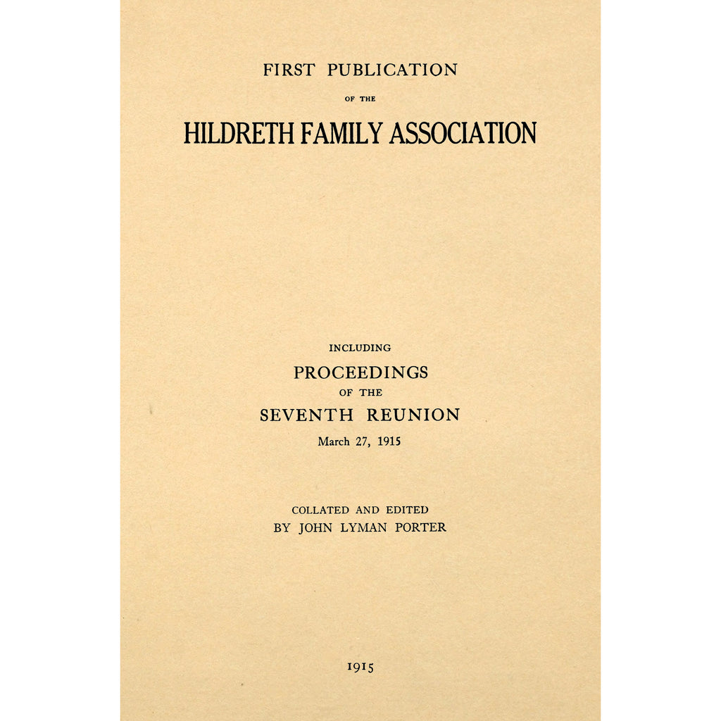First publication of the Hildreth family association