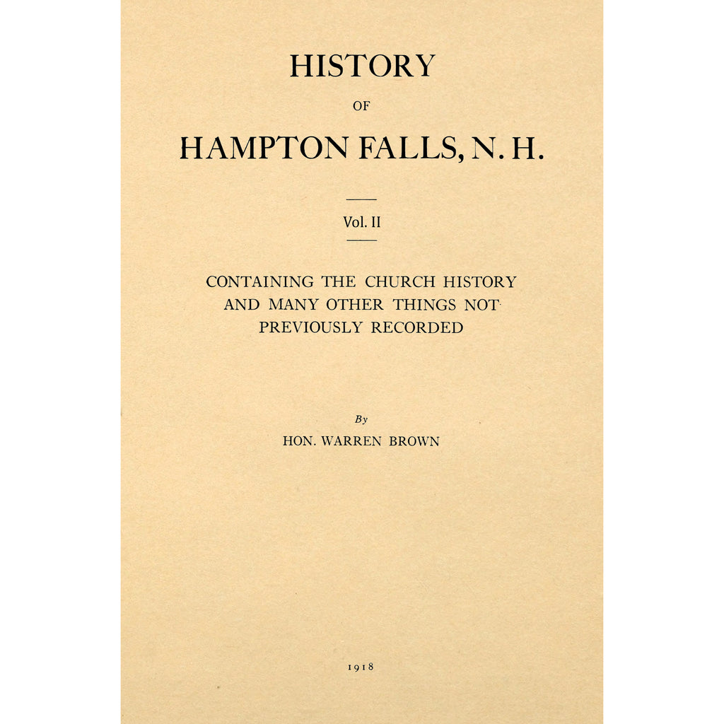 History of Hampton Falls, N.H. Volume 2