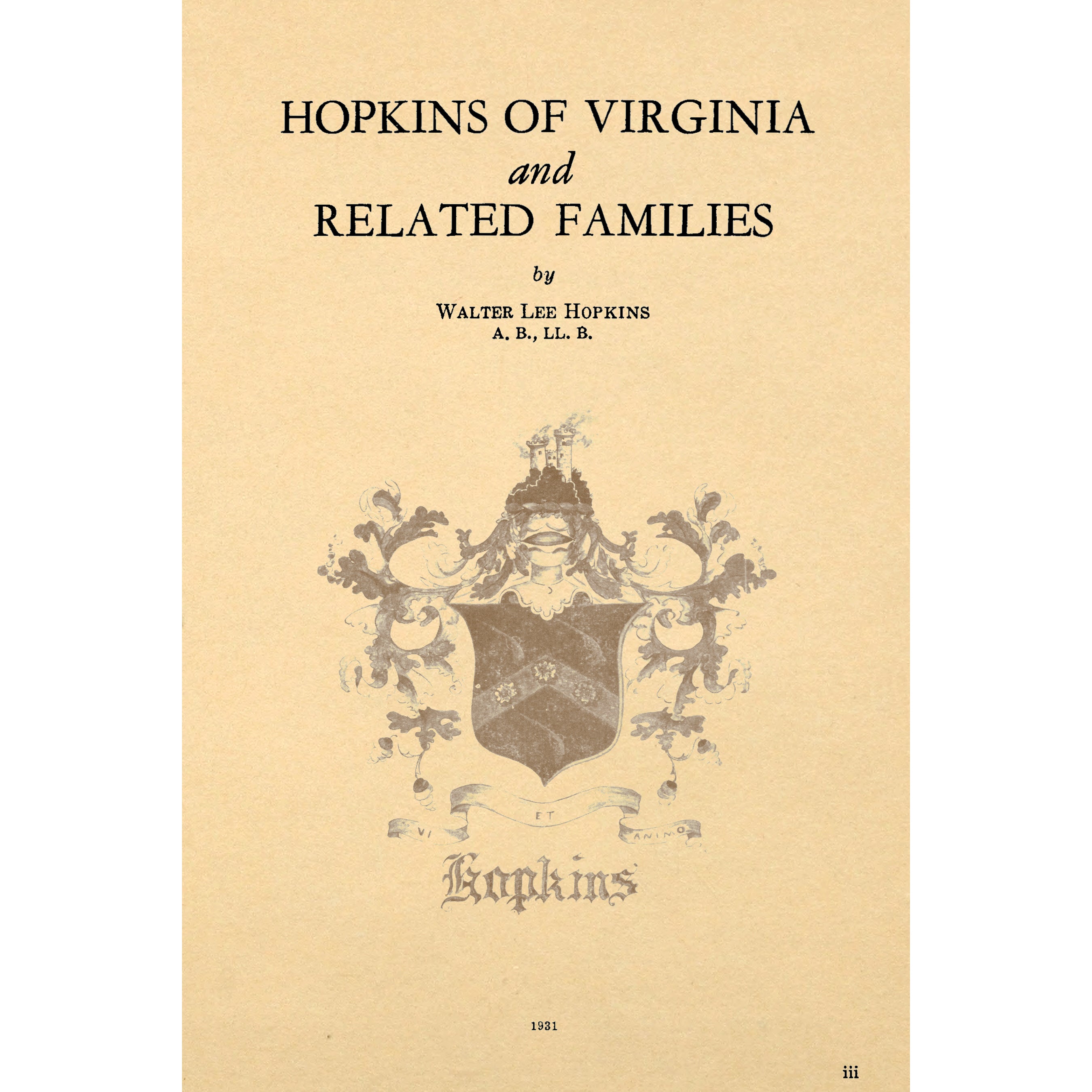 Hopkins of Virginia and Related Families