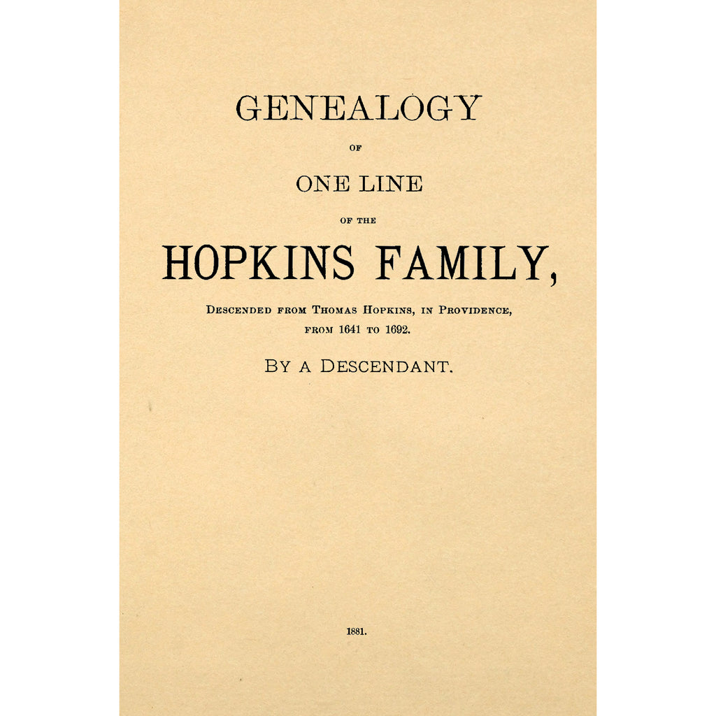 Genealogy of One Line of the Hopkins Family,