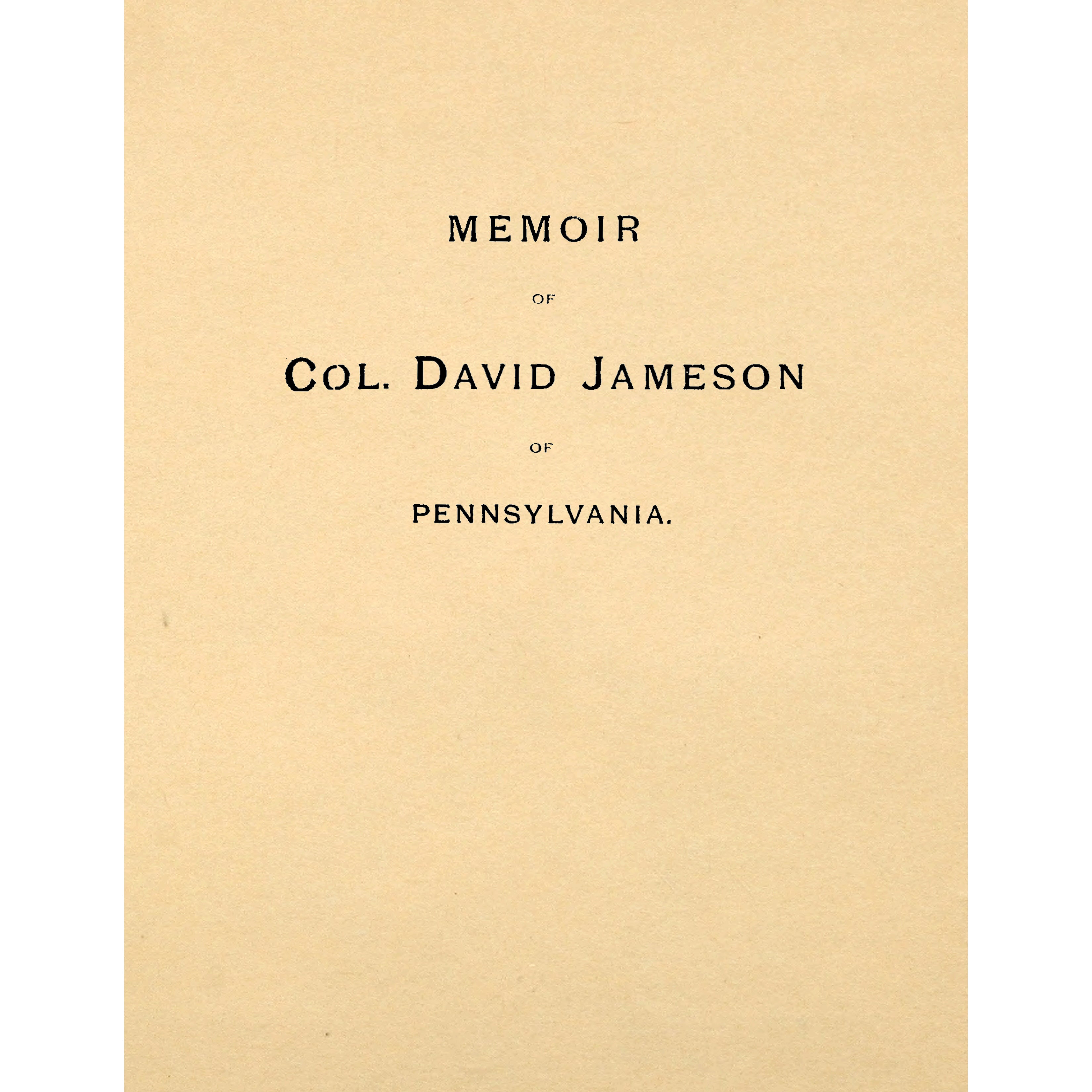 Memoir of David Jameson, Esq., M. D.,