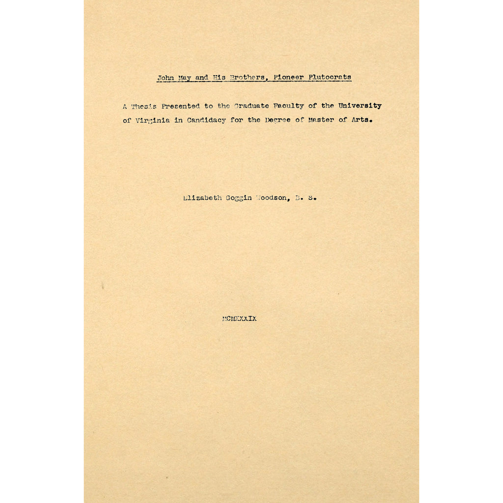 John May and His Brothers , Pioneer  Plutocrats