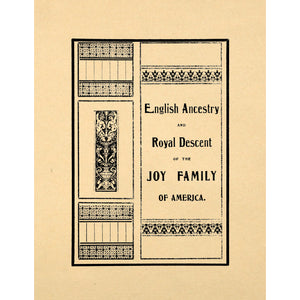 English ancestry and royal descent of the Joy family of America
