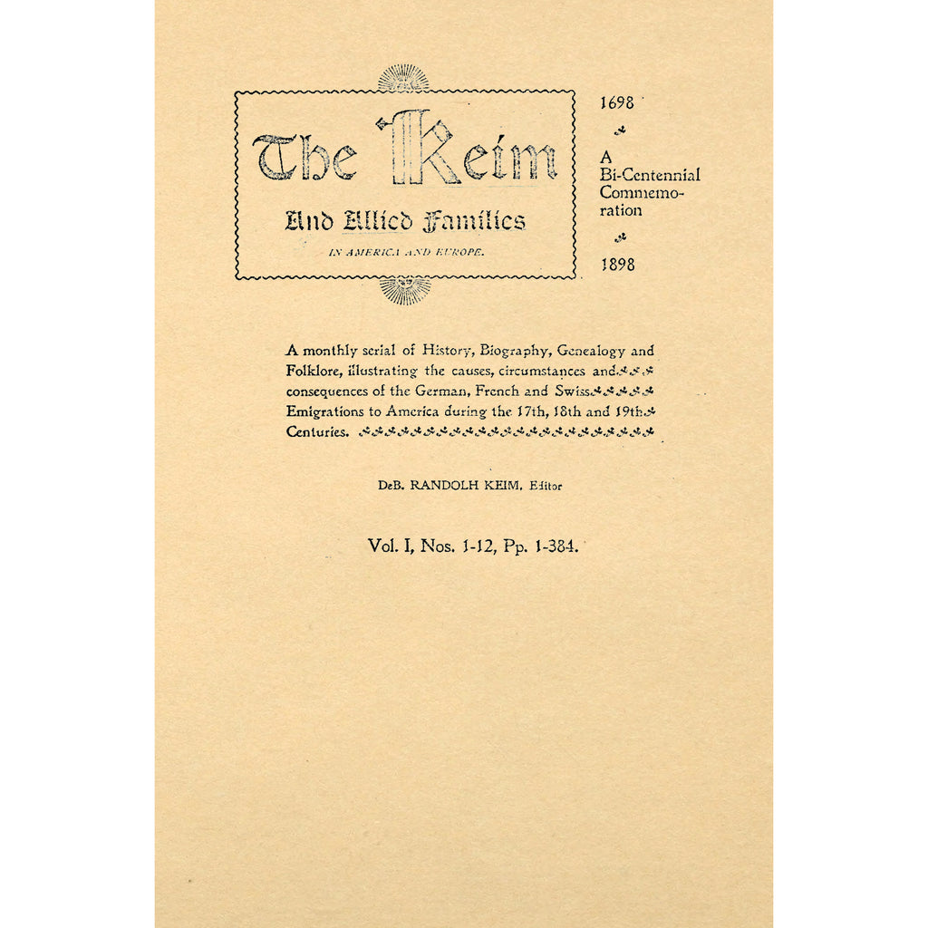 The Keim And Allied Families In America And Europe
