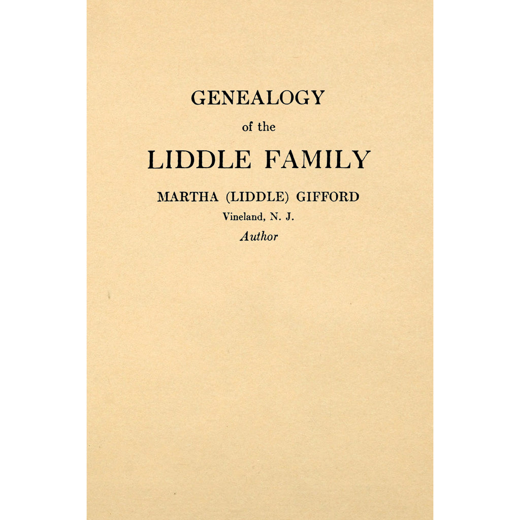 Genealogy of the Liddle Family